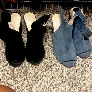 Blue and black shoes